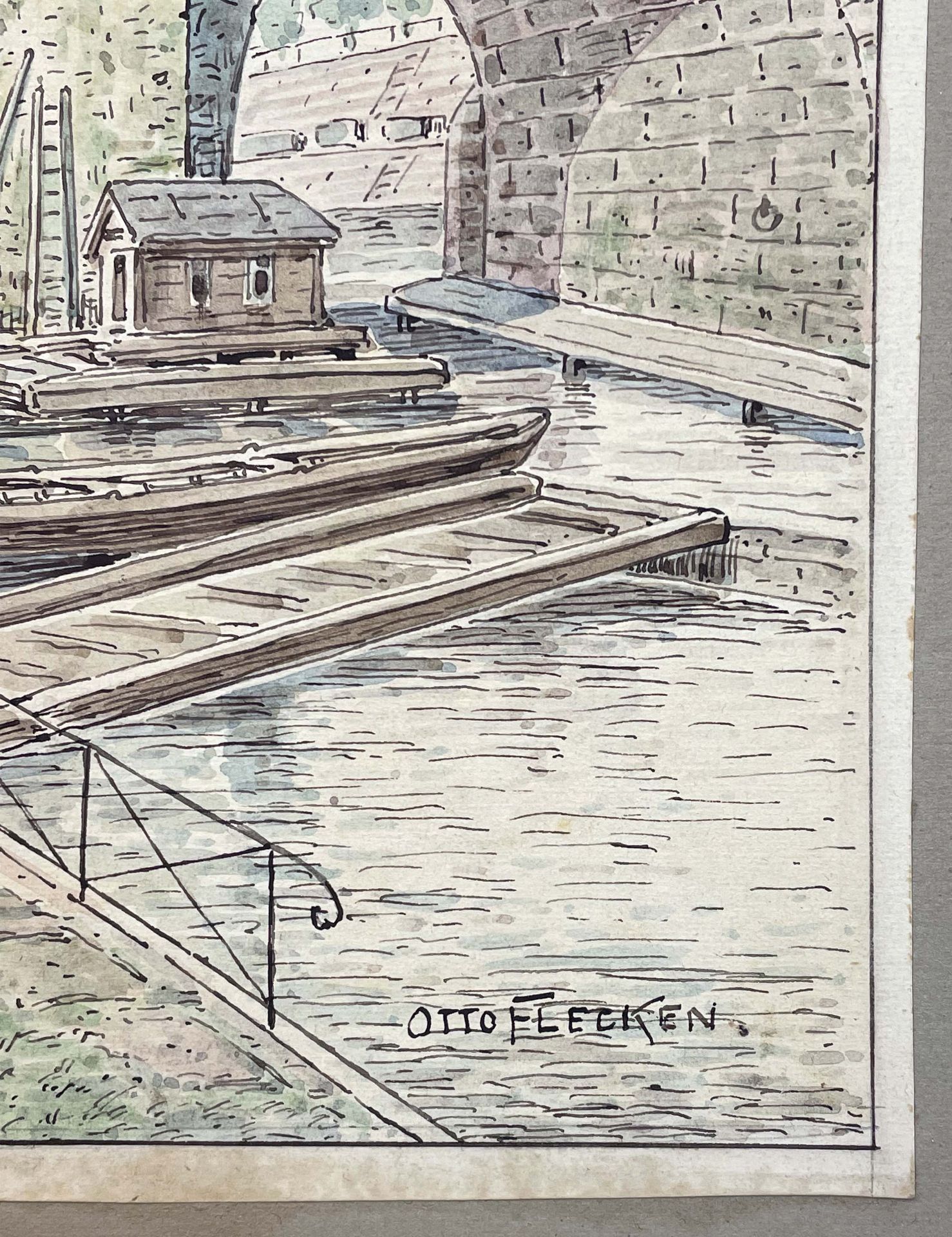 Otto FLECKEN (1860 - 1925). Die alte Brücke von Frankfurt am Main. - Bild 3 aus 9