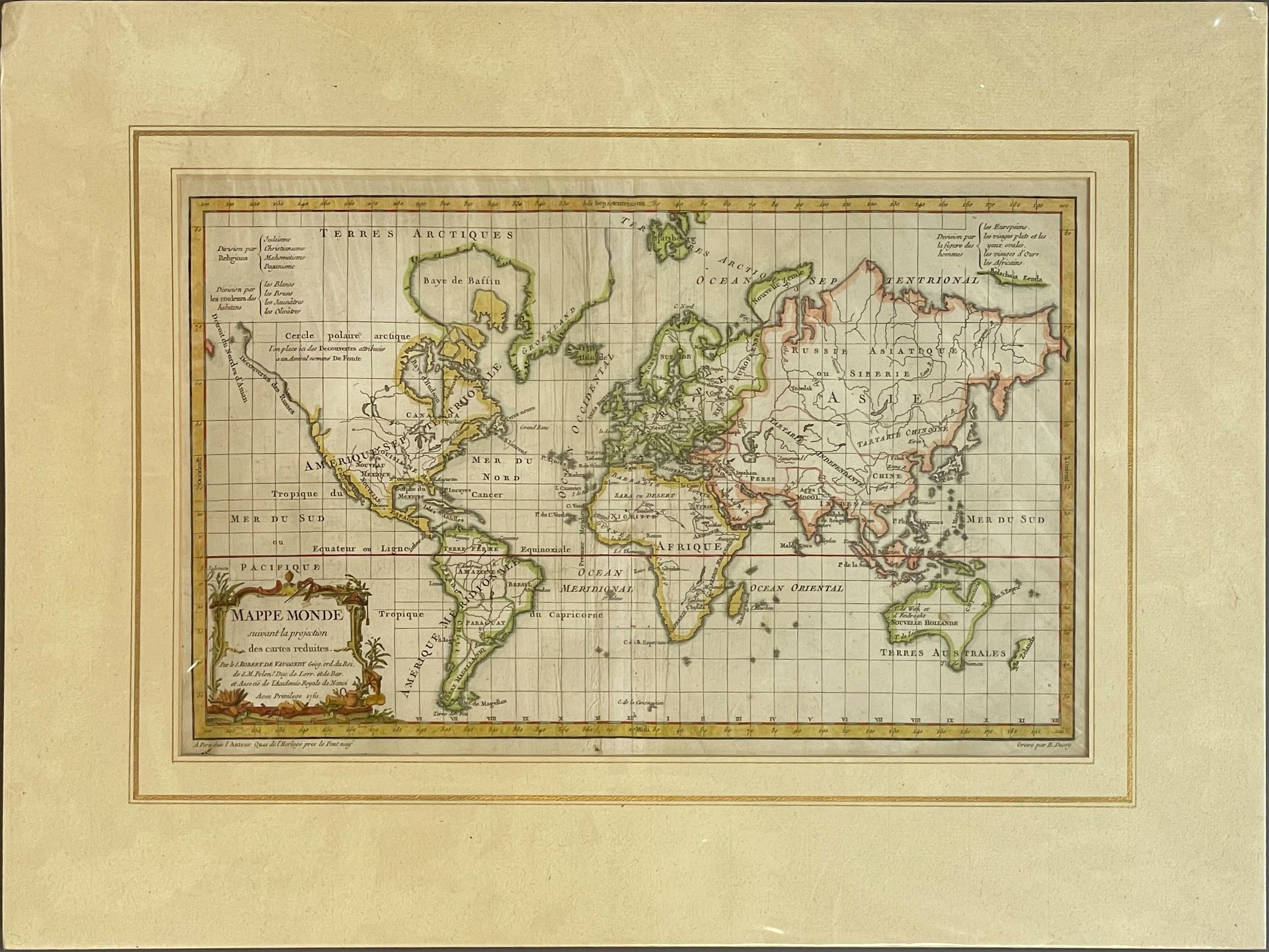 Gilles Robert DE VAUGONDY (1688 - 1766). ''Mappe Monde''. - Image 2 of 6