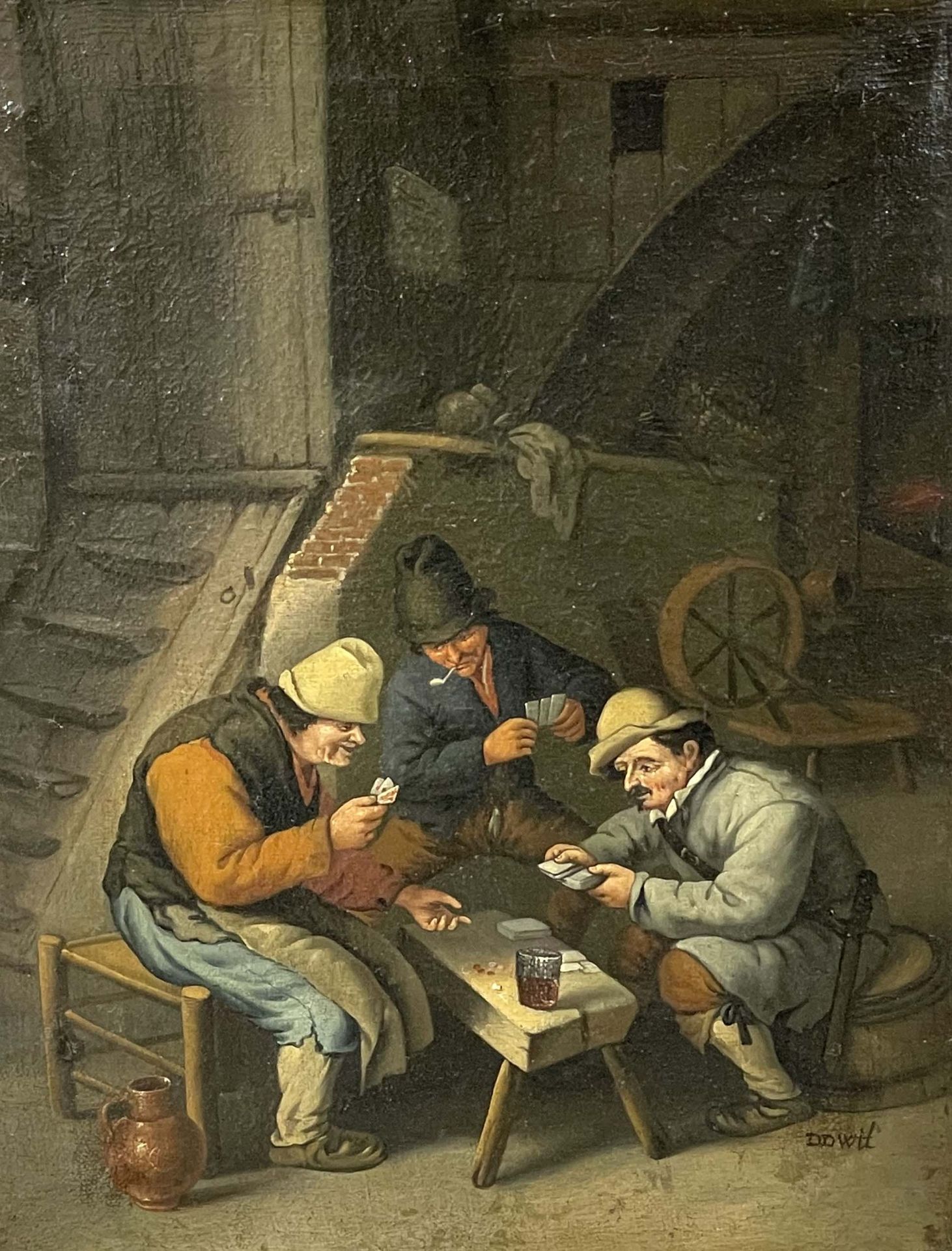 F. DE WIT (XIX) zugeschrieben. Kartenspieler im Wirtshaus.