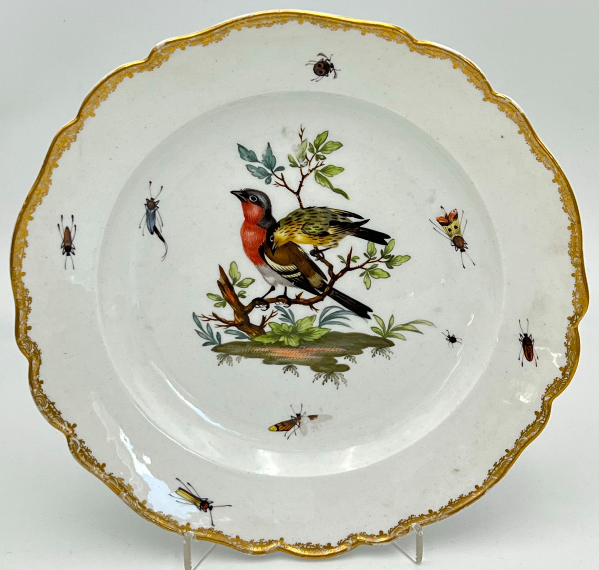 Zwei Teller mit Vogel- und Insektenmalerei. Meissen. Marcolini-Zeit. - Image 7 of 15