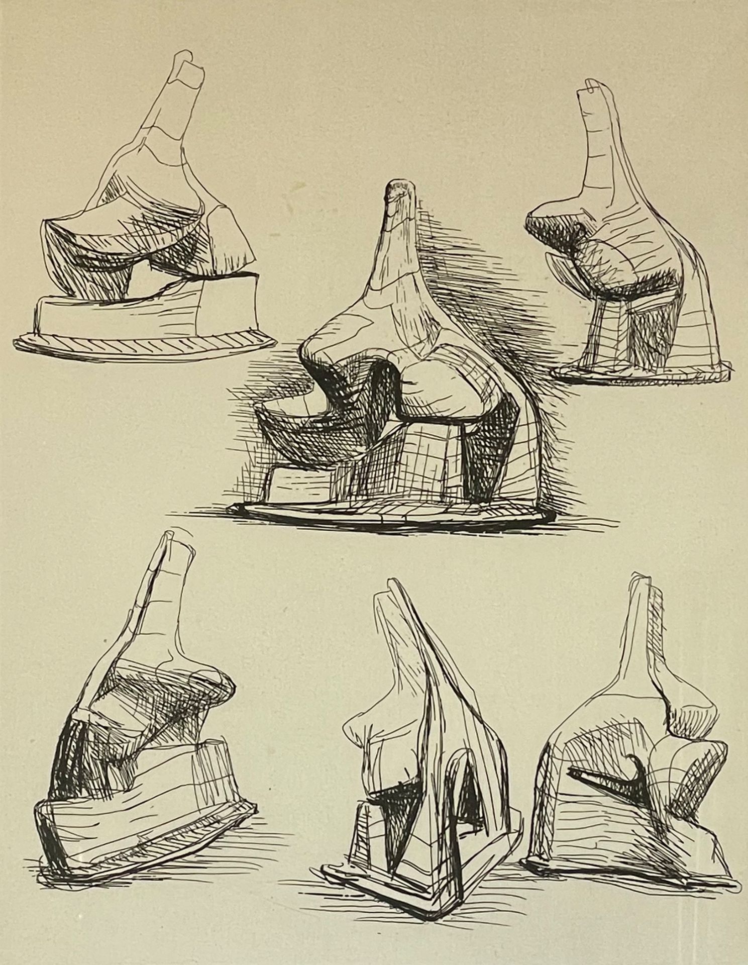 Henry Moore (1898 - 1986). "Studies for head and shoulders sculpture". Artist proof.