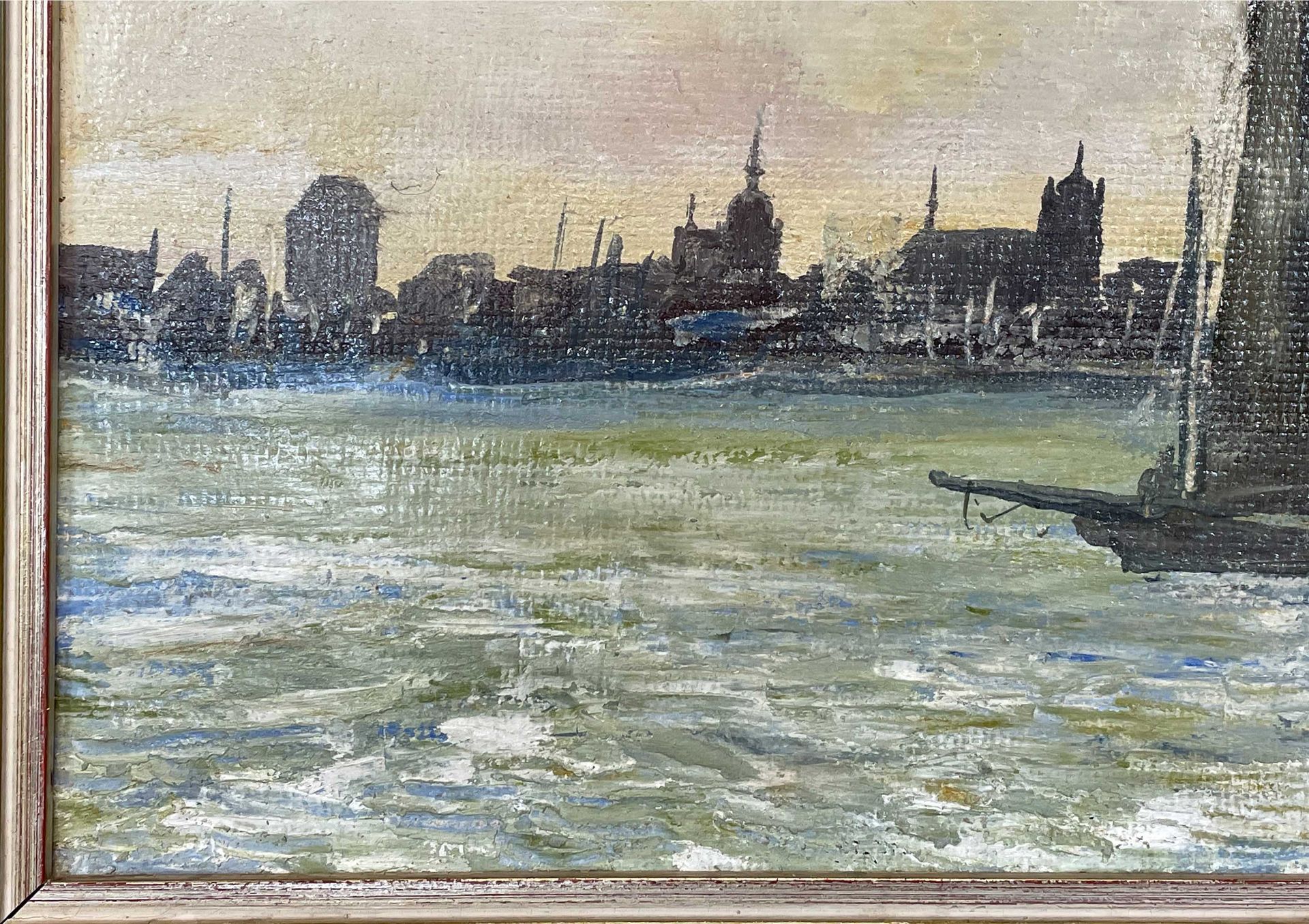 Heinrich LIETZ (1909 - 1988). Segler auf dem Strelasund mit der Silhouette von Stralsund. - Image 4 of 10