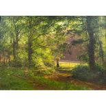 Wilhelm KLEIN (1821 - 1897). Waldlandschaft mit Brücke über Bach.