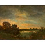 Charles François DAUBIGNY (1817 - 1878). "Bords de l'Oise, effet du soir".