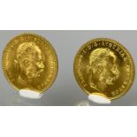 2 Goldmünzen: 1 Dukat "Franz Joseph I.". Österreich / Ungarn. 1915.