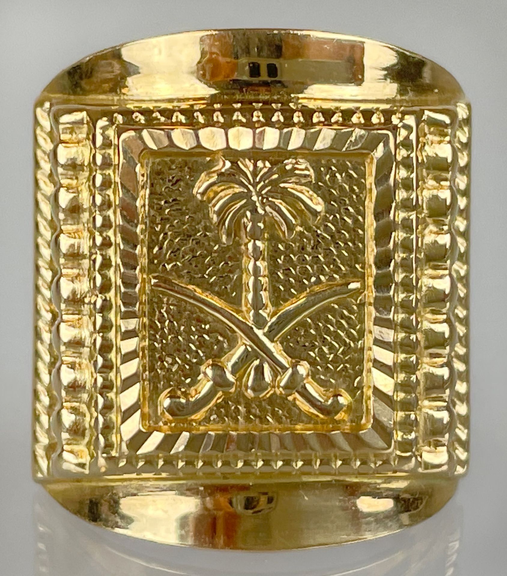 Herrenring mit Saudi Arabien Symbol, 750 Gelbgold. - Image 7 of 10