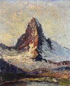 UNLESERLICH SIGNIERT (IX). Impressionistisch gemalte Berglandschaft. Matterhorn. Um 1900.