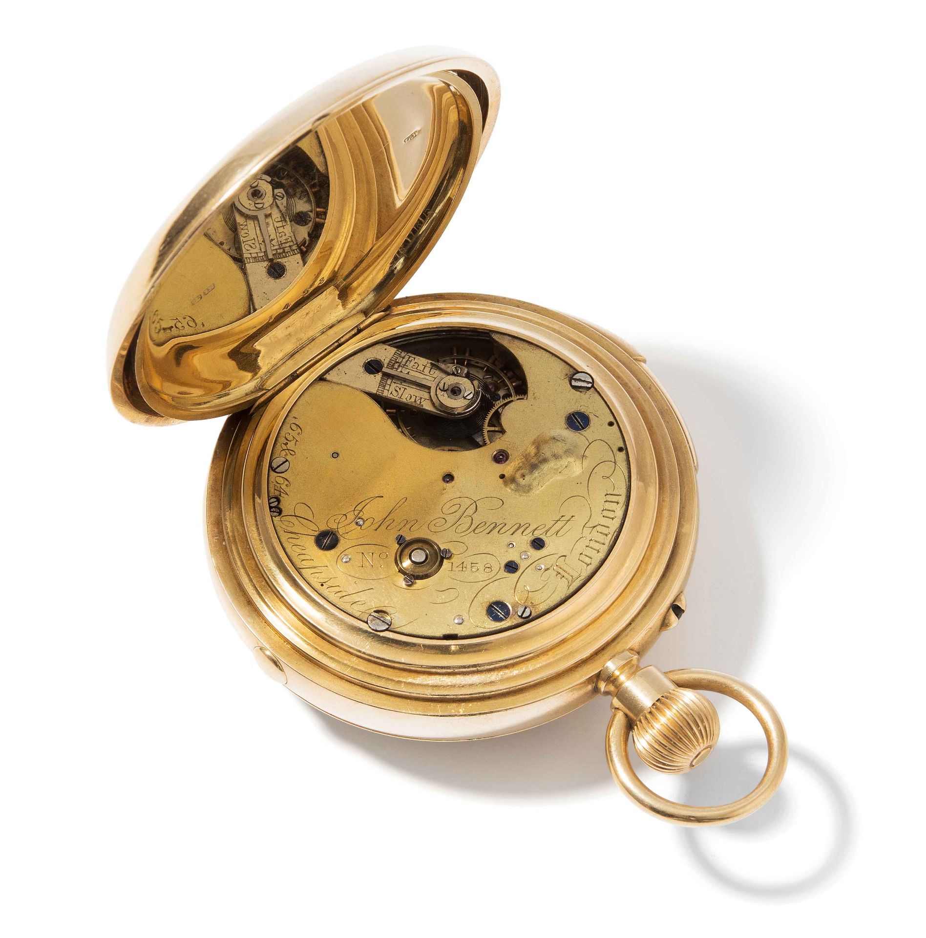 Gold-Savonette, John Bennett, London, um 1880, Grande Complication mit Minutenrepetition - Bild 2 aus 2