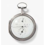 Silber-Spindeltaschenuhr mit Pedometeraufzug und Gangreserve, Etienne Richard, Berlin, um 1812