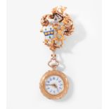 Anhängebrosche mit kleiner Taschenuhr, Gustave Badollet, Genf, um 1900