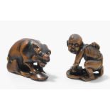 Lot: 2 Holz-Netsuke