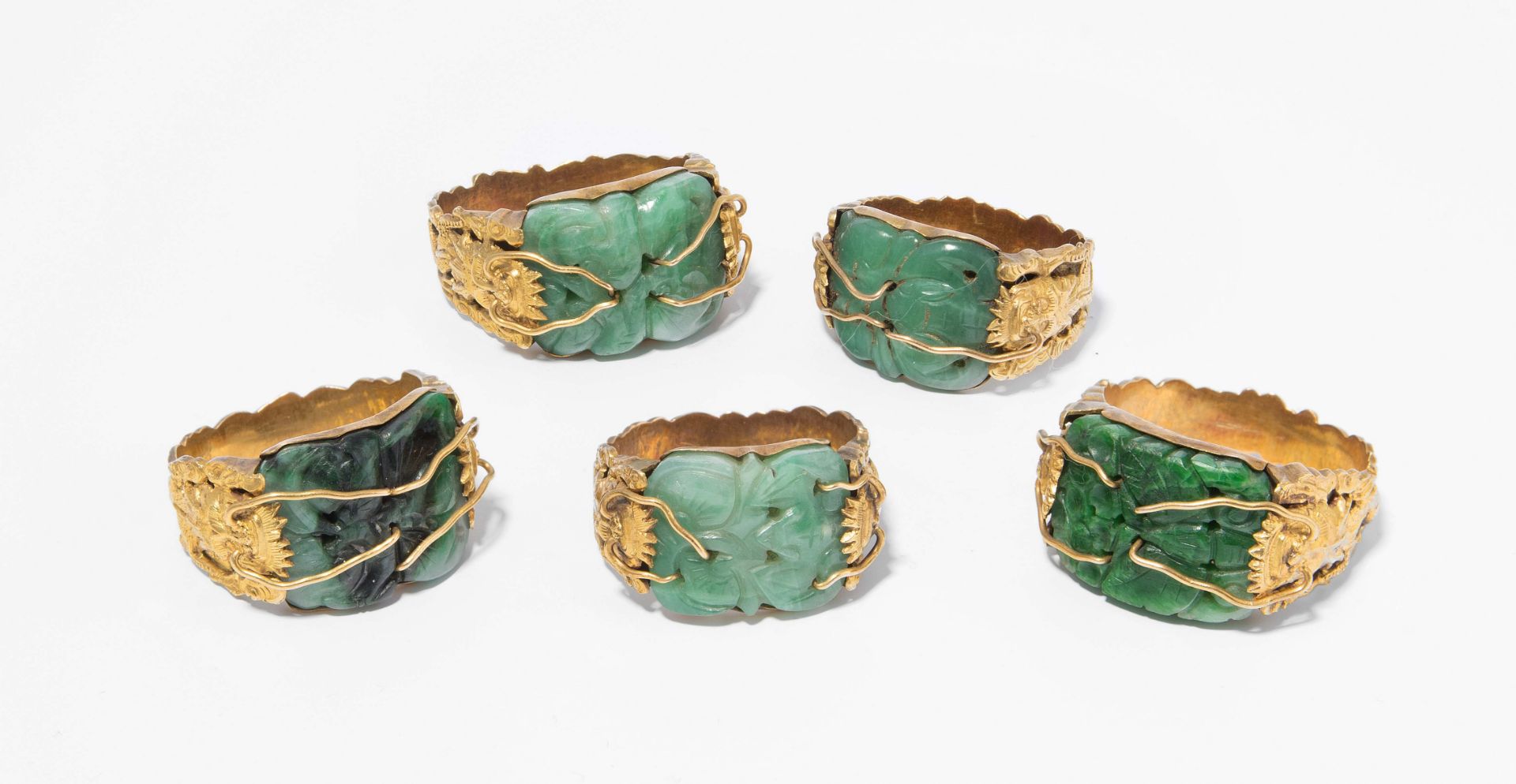 Set: 5 Jade Drachen-Ringe