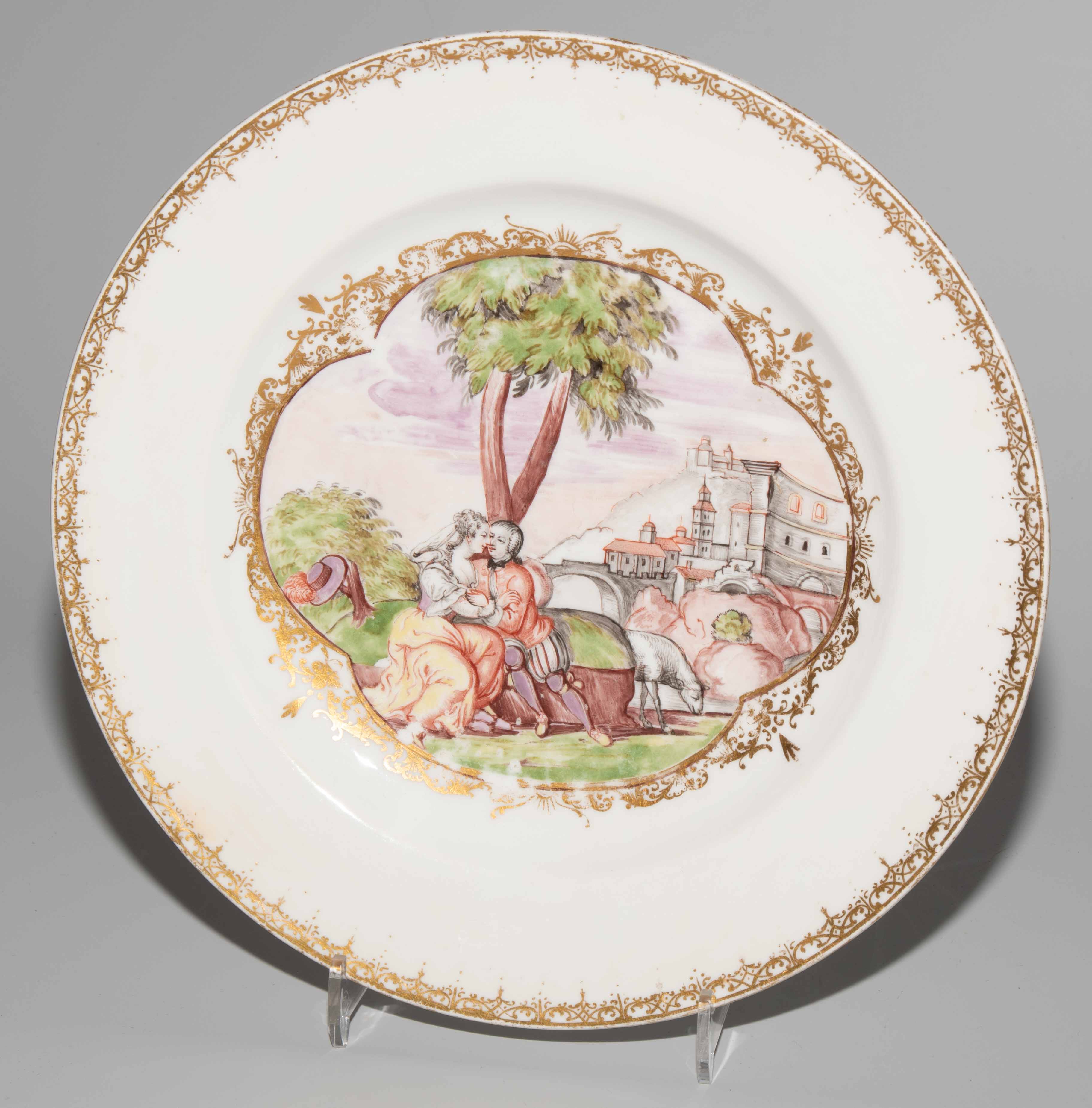 Meissen, 2 Teller mit Hausmalerei - Image 3 of 15