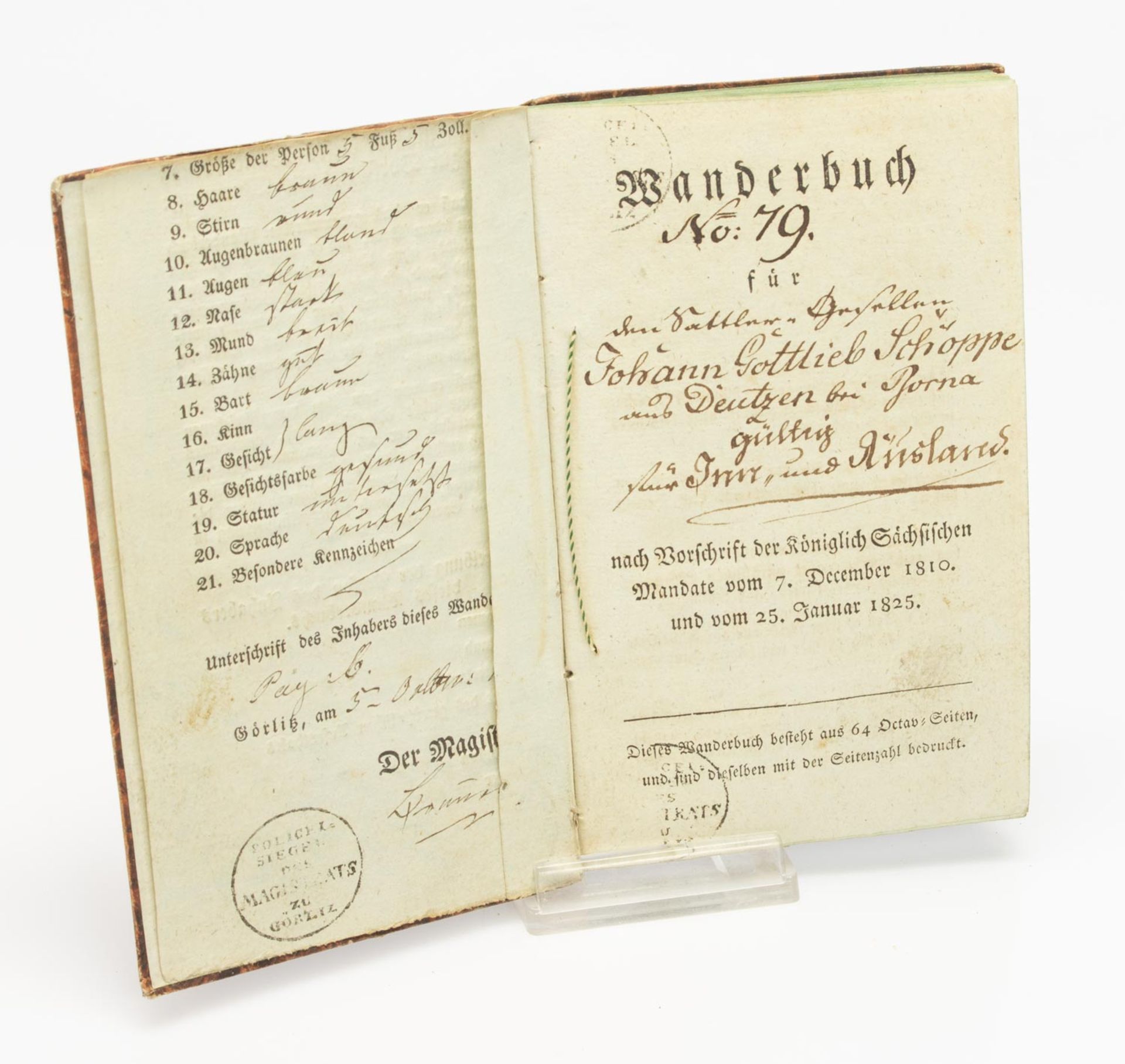 Wanderbuch Sachsen 1827