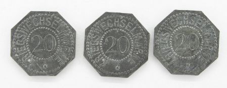3 x 20 Pfennig Kriegswechselmarke