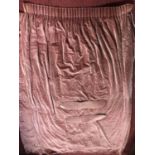 A pair of salmon Velvet Curtains with Tie backs W 92 x L 250 cm approx.