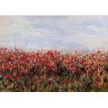 A framed Oil On Canvas of poppies,by Sile O' Bernie. 50 x 70 cm approx.