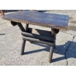 A rustic Pub Bench. 87 x 61 x 75 high cms approx.