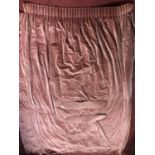 A pair of salmon Velvet Curtains with Tie backs W 112 x L 242 cm approx.