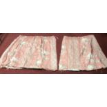 Two pairs of matching design Curtains Salmon with flower pattern. W 75 x L 100 and W 96 x L 104 cm
