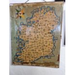 An unusual map of Ireland highlighting points of interest. 80 x 64 cm approx.