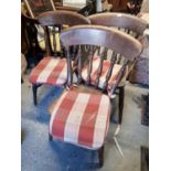 A set of three Windsor spindle back Chairs. H 47 cm approx.