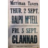 The Merriman Tavern vintage advertising Poster for Ralph McTell and Clannad.