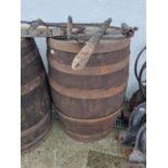 A very large Oak and Metal bound Barrel.