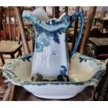 A Wash Bowl and Jug along with another Wash Bowl. Jug 30 cm high approx.