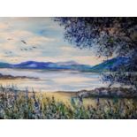 'Blue Afternoon in Donegal' Oil On Canvas signed by the artist Sile O'Beirne. 50 x 70 cm approx.