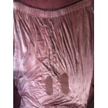 A pair of salmon Velvet Curtains with Tie backs W 112 x L 242 cm approx.