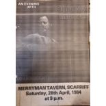 The Merriman Tavern vintage advertising Poster, An evening with Christy Moore Saturday 28th April