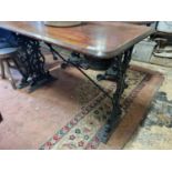 A good Cast Iron rectangular Pub Table with a timber top.