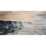 'Cliffs Of Moher' Oil On Canvas by Sile O'Beirne. 30 x 61 cm approx.