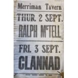 The Merriman Tavern vintage advertising Poster for Ralph McTell and Clannad.