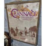 A framed original Pub advertising for Clannad. 58 x 76 cm approx.