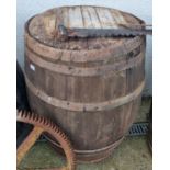 A very large Oak and Metal bound Barrel.