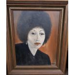 Sile O'Beirne. Oil on Board of Angela Davis '78, Black Panthers, framed. 45 x 35 cm approx.