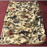 Two pairs of Beige floral design Curtains with Tie backs. W 111 x 163 cm approx.