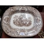 Three 19th Century Platters in the florence pattern. 40 x 32 cm approx.