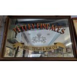 A Tetley Fine Ales. Joshua Tetley and Sons Pub Advertising Mirror. L 80 x H 56 cm approx.