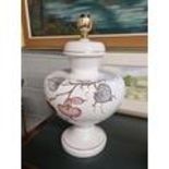A large bulbous hand painted Table Lamp.H 35 cm approx.