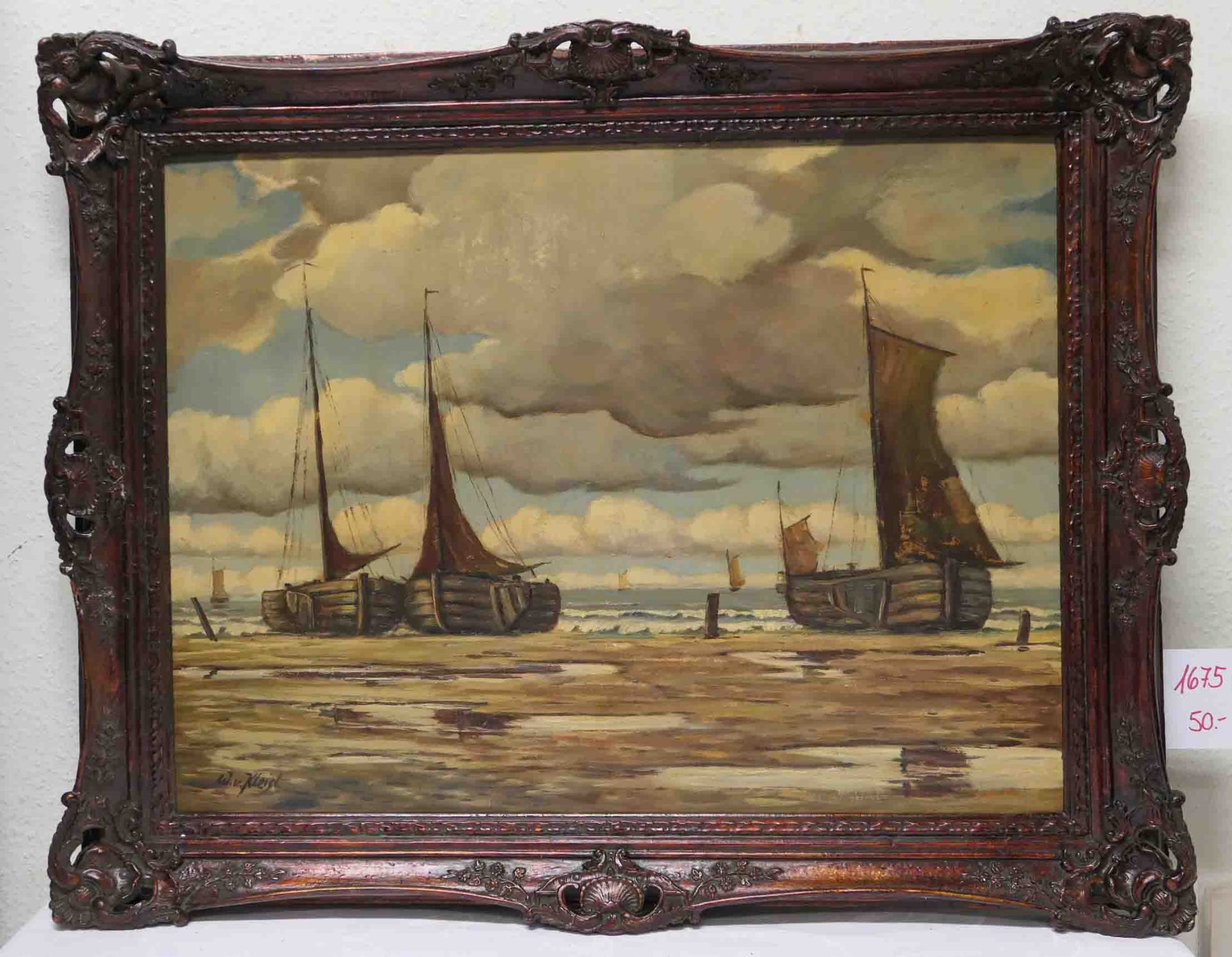 W. v. Kleist: "Küste mit Segelschiffen"