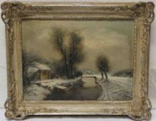 Apol, Louis: "Bauernhäuser in winterlicher Landschaft"