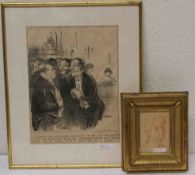 Honoré Daumier: "Im Gespräch" und Stich