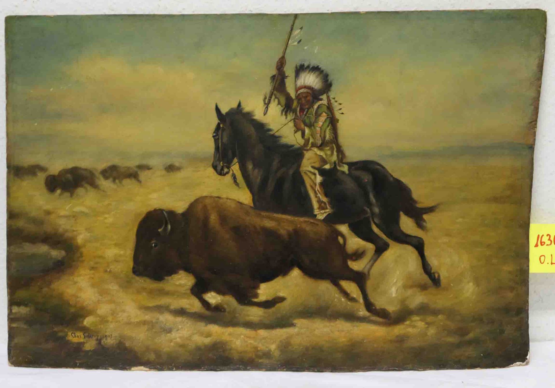 Indianer bei der Bison Jagd