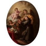 Tondo attributed to JOSÉ VERGARA GIMENO (Valencia, 1726 - 1799)."Apparition of the Infant Jesus to