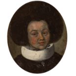 Dutch school; first half of the 17th century."Portrait of a lady.Oil on copper.It has a noble coat