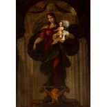 Madrid School of the third quarter of the 17th century."Virgin of the Rosary".Oil on canvas in its