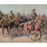 MARCELINO DE UNCETA Y LÓPEZ (Zaragoza, 1835 - Madrid, 1905)."Cavalry".Oil on cardboard.Signed in the